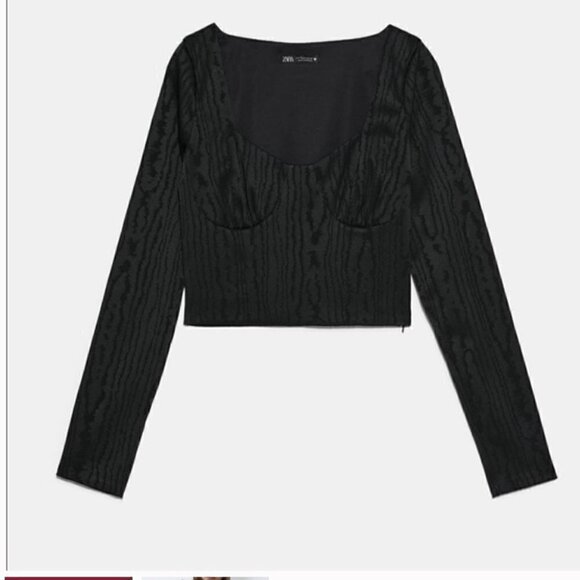 NWT Zara Satin Effect Crop Top long sleeves Size L - Picture 2 of 12